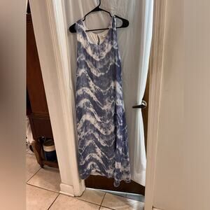 Bellambra blue white silk blend tie dye maxi tank  dress size m